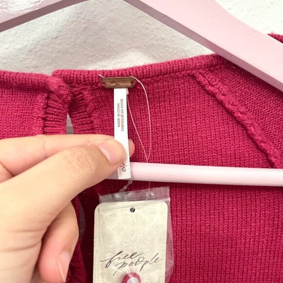 NWT Free People Small World Mini Dress Red Long Sleeve Size L - Picture 3 of 7